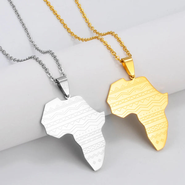 Anniyo Africa Map Pendant Necklaces African Jewelry Hip-Hop Party Wedding Charms Stainless Steel @200821