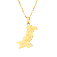 2024 New fashion stainless steel Pakistan map with Urdu pendant necklace for men and women couples fashion sweater chain