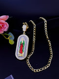 1 Piece 14K Gold Plated Green St. Jude San Juads Pendant Women's Necklace Religious Jewelry