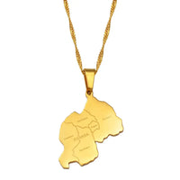Anniyo Rwanda Map With Cities Gold Color/Silver Color Charm Pendant Necklace Rwandans Jewelry African Women Girls #233821