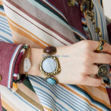 U90E Novel Trend Exaggerated Geometric Metal Stone Bracelet Temperament Bracelet
