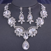 Fashion Crystal Necklaces Multiple Colors Rhinestone Choker Necklaces earrings set for Women Bridal Weddings Jewelry Party