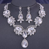 Fashion Crystal Necklaces Multiple Colors Rhinestone Choker Necklaces earrings set for Women Bridal Weddings Jewelry Party
