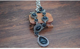 Turquoise Necklace Water Drop Shaped Blue Stone Pendant Women Vintage Tibetan Silver Setting Black Stones Jewelry Gift
