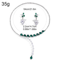 Stonefans Water Drop Necklace Earrings Set for Women Elegant Bride Wedding Green Accessories Jewelry Sets Luxury Indian Style