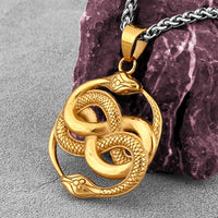 Retro Double Snake Personalized Fashion Necklace Golden Snake Stainless Steel Pendant Boy Girl Jewelry Gift Jewelry Wholesale