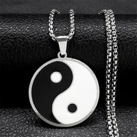2024 Fashion Yin and Yang Gossip Taiji Stainless Steel Necklaces for Women/Men Statement Necklace Jewelry bisuteria N8476S03