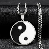 2024 Fashion Yin and Yang Gossip Taiji Stainless Steel Necklaces for Women/Men Statement Necklace Jewelry bisuteria N8476S03