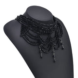Black White Crystal Beads Necklace for Women Handmade Bohemian Drop Fashion Statement Choker Necklaces Female Lady Charm Jewelry