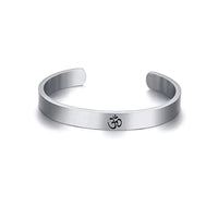 Stainless Steel OM Ohm Aum Hindu India Yoga Cuff Bangle for Men Silver-color Buddhist Religion Open Cuff Bracelet Punk Jewelry