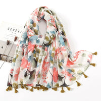 Ethnic Printed Cotton Hijab Viscose Tassels Scarf For Muslim Woman Hijabs Shawls Lady Soft Long Wraps Islim Headband Turban