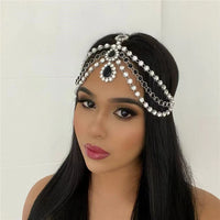 Exquisite Fashionable  Multi Layer Rhinestone Pendant Head Chain Bridal Wedding Ladies Crystal Forehead Chain Jewelry