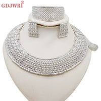 GDJWRI Indian Dubai Fashion Irregular Necklace And Earrings Sets For Women Ethiopian Bridal 24k Gold Color Jewelry Set Wedding
