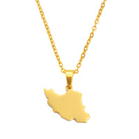 Anniyo 2CM Iran Map Pendant Necklaces Iranian Jewelry Stainless steel Material #327101