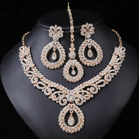 4PCS Women's Metal Jewelry Set Bollywood Jewelry Set Necklace Earrings Set Wedding Party Jewelry