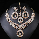 4PCS Women's Metal Jewelry Set Bollywood Jewelry Set Necklace Earrings Set Wedding Party Jewelry