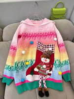 New Year Sweater Christmas Rainbow Long Sweater Autumn and Winter New Lazy Three-dimensional Hooded Cartoon Loose Thick Sweater