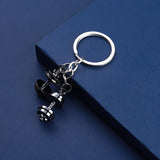 New Mini Metal Dumbbell Keychain For Man Double Dumbbell Gym Mobile Backpack Hanging Accessories Keychain Party Gift