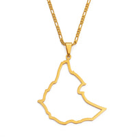 Anniyo 6.5CM Big Size Ethiopian Map Pendant Necklaces for Women Men Gold Color Jewelry @117721