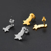 Anniyo Pakistan Map Stud Earrings for Women Girls Jewelry #300321