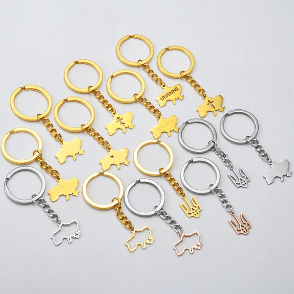 Anniyo Ukrainian Keychain Ukraine Key Ring Ukrainian Jewelry Key Chains for Women Men #000150