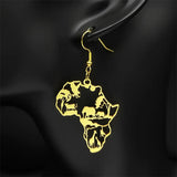 New fashion African map animal logo hollow stainless steel earrings pendant necklace set accessories temperament everything coll