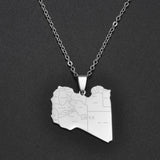 Anniyo Libya Map Cities Pendant Necklace Jewelry Libyan Stainless Steel #321821