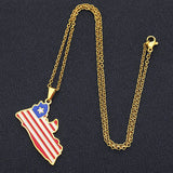 2024 New fashion stainless steel dripping Liberian map necklace for women and men couples ethnic style accessory collarbone chai