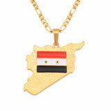 Anniyo Syria Map & Flag Pendant & Necklaces for Women/Men Charms Syrians Jewelry Ethnic  #116106@