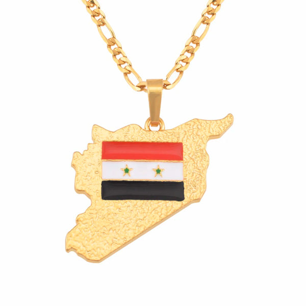 Anniyo Syria Map & Flag Pendant & Necklaces for Women/Men Charms Syrians Jewelry Ethnic  #116106@