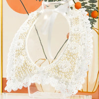 Pearl Beaded Lace Trim Collar Ribbons Women Necklace Wedding Jewelry for Clothes Dress  Beads Crystal Collar Wedding Jewelry