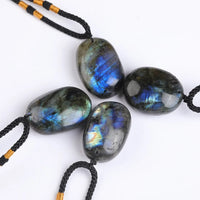 Natural Labradorite Moonstone Necklace Healing Crystal Energy Balance Lucky Gemstone Pendant Braid Rope Charms Jewelry