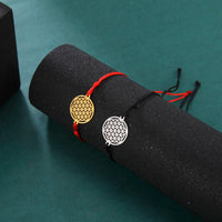 LIKGREAT Flower of Life Round Stainless Steel Bracelet Gold Color Charm Bracelets for Women Men Chain Fashion Jewelry Gifts
