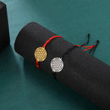 LIKGREAT Flower of Life Round Stainless Steel Bracelet Gold Color Charm Bracelets for Women Men Chain Fashion Jewelry Gifts