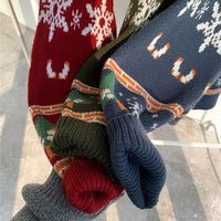 Christmas Reindeer Pullover Sweater Long Sleeve Red Loose Lazy Knitwear Horean Casual O Neck Hiphop Bf Couple Harajuku Y2K Top