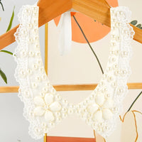 Pearl Beaded Lace Trim Collar Ribbons Women Necklace Wedding Jewelry for Clothes Dress  Beads Crystal Collar Wedding Jewelry