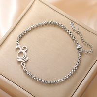 Dawapara Breathe Symbol Bracelet Ohm OM Unalome Symbol Charm Bracelet Stainless Steel Yoga Inspirational Supernatural Jewelry