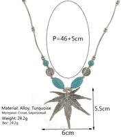 Ethnic Antique Silver Color Moon Choker Necklaces for Women Boho Turquoise Necklace Girls Party Jewelry Gifts