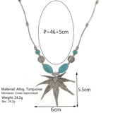 Ethnic Antique Silver Color Moon Choker Necklaces for Women Boho Turquoise Necklace Girls Party Jewelry Gifts