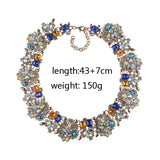 2025 New Fashion Crystal Rhinestones Large Collar Choker Necklace Earrings Women Jewelry Sets Indian Statement Wedding Necklace