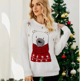 New Design 2025 Winter Women's Christmas Sweaters Full Sleeve O Neck Casual Loose Knitwear Cartoon Print Cute Jumpers Xmas Look