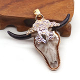 Retro Bull Head Shape Resin Pendants Golden Edge Parcel Design Charms Accessory 1 Pc For DIY Making Trendy Necklace Jewelry Gift