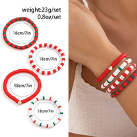 5pcs/set Cute Christmas Series Snowflake Tree Pendant Crystal Bracelet Women CCB Beads Adjustable Thread Rope Bracelet