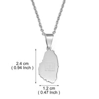 Anniyo 2.4CM ST.Vincent Map Flag Pendant Necklaces Saint Vincent Ethnic Jewelry Stainless Steel #004062