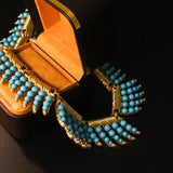 European And American Fashion Retro Niche Inlaid Stone Ear Clip Temperament Personality Necklace Collarbone Chain Set
