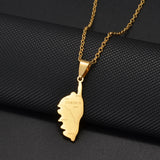 Anniyo Corsica Corse Map With Village Name Pendant Necklaces Stainless Steel France Jewelry #012362