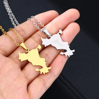 2024 New fashion French Mayotte map necklace for men and women geometric titanium steel pendant national style collarbone chain