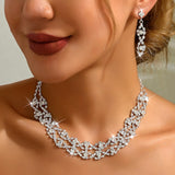 Ladies' light luxury style design necklace, earrings, jewelry set suitable for weddings, gatherings, holidays, gifts