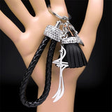 Arabic Zulfiqar Imam Ali Swords Stainless Steel Pendant Keychain for Women Men Silver Color Muslim Sword Islamic Jewelry llavero