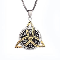 Exquisite Stainless Steel Pattern Witch Knot Pendant Necklace Celtic Knot Lucky Jewelry Christmas Gift for Friends and Family